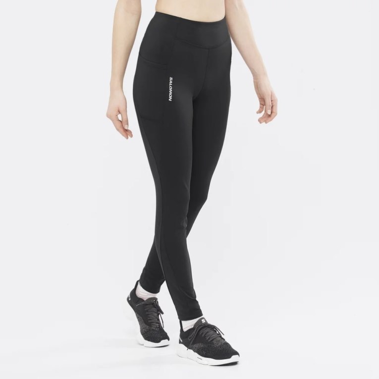 Black Salomon Cross Warm 28\'\' Women\'s Running Tights | IE SA5430